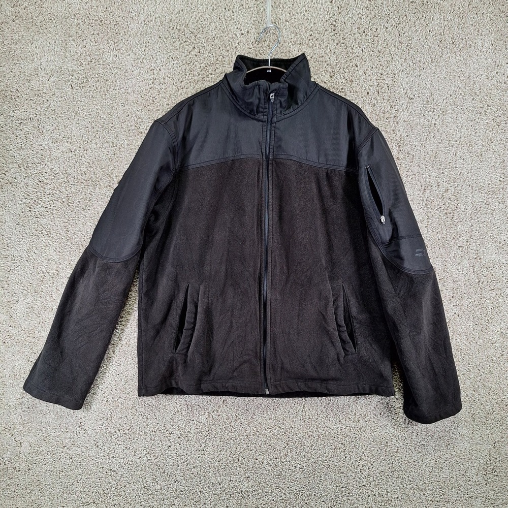 Starter Fleece Jacket Mens L Black Full Zip Mock Neck Sleeve Pocket Gorpcore